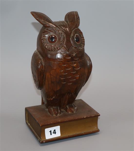 A Black Forest musical owl box height 25cm